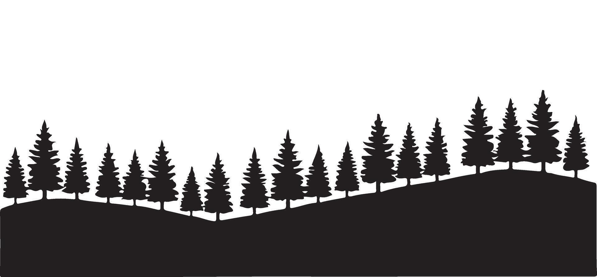 Majestic Silhouette of Pine Trees on a Hill vector