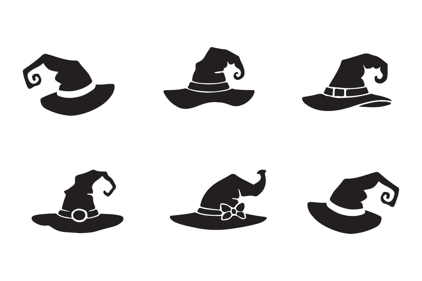 Various Witch Hat Silhouettes Illustrations vector