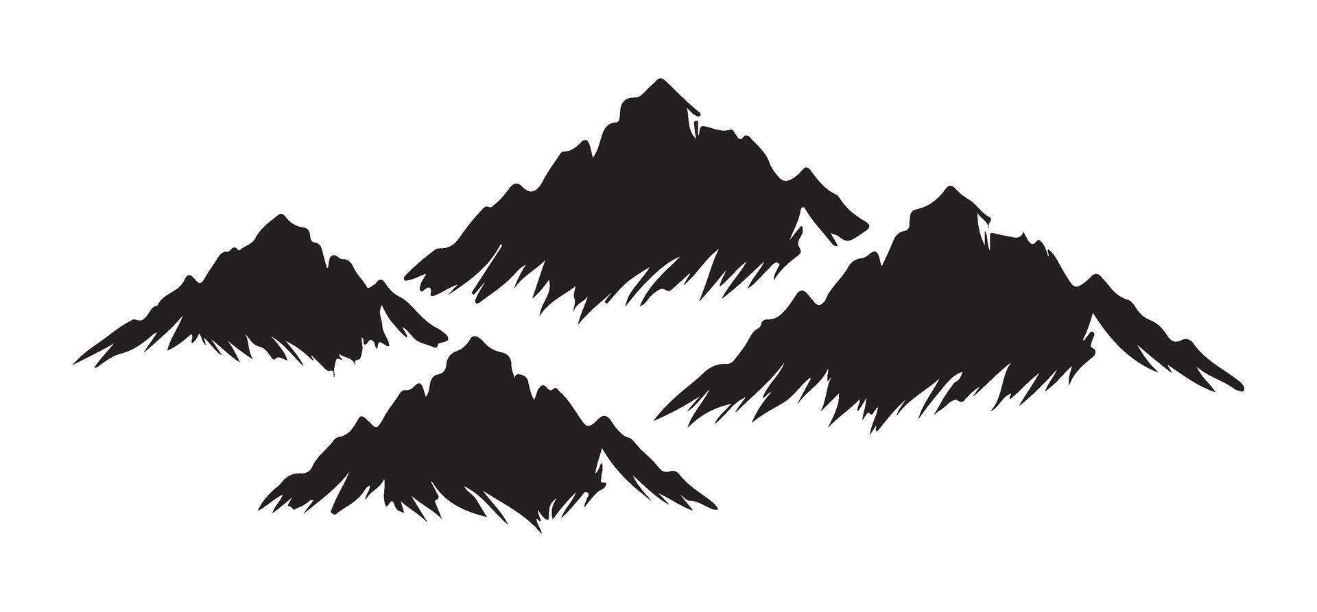 Majestic Black Silhouette Mountain Range Illustration vector