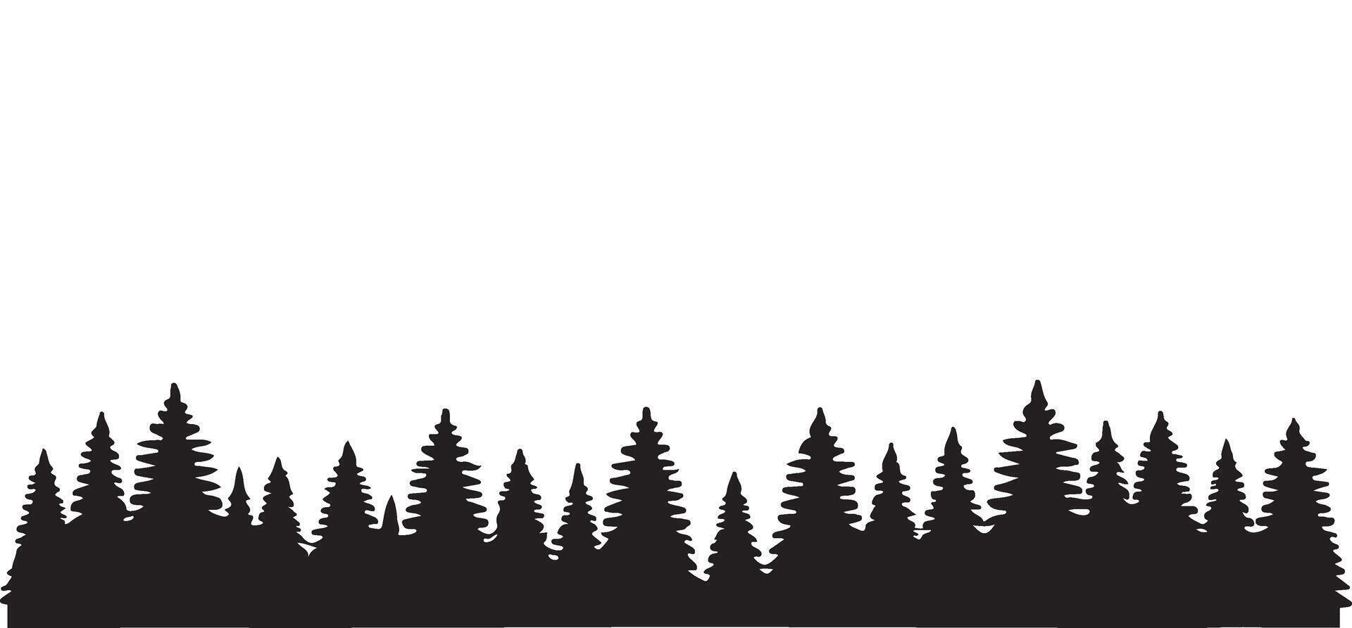 Dark Forest Silhouette Illustration of Evergreen Trees vector