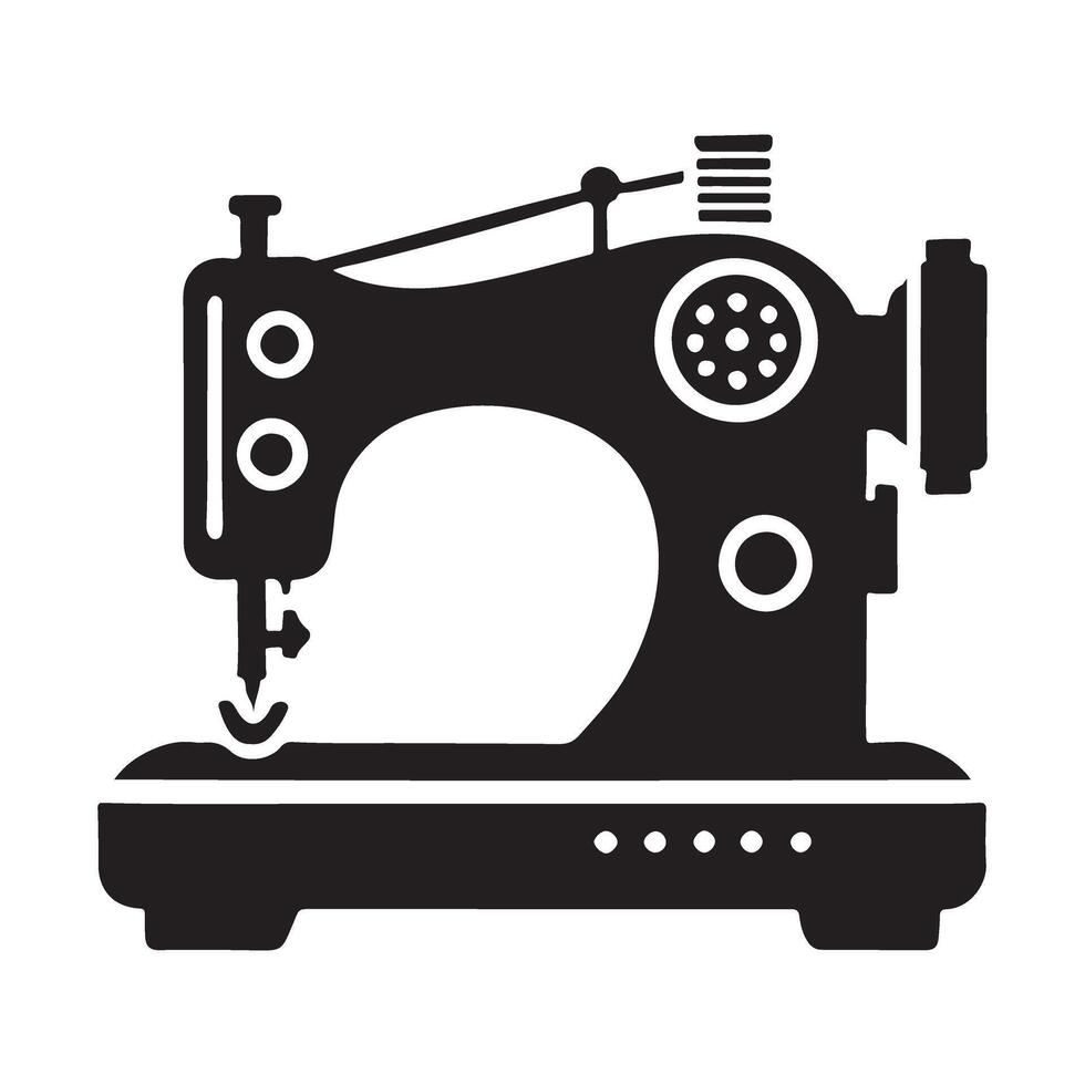 Vintage Sewing Machine Silhouette Illustration vector