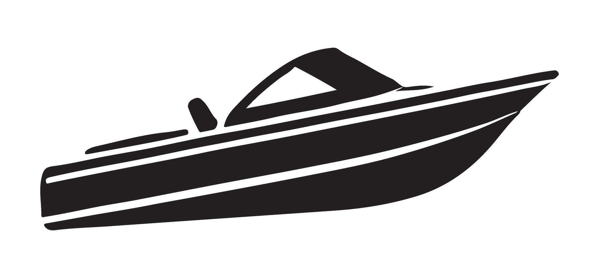 Silhouette Illustration of a Speedboat on Water vector