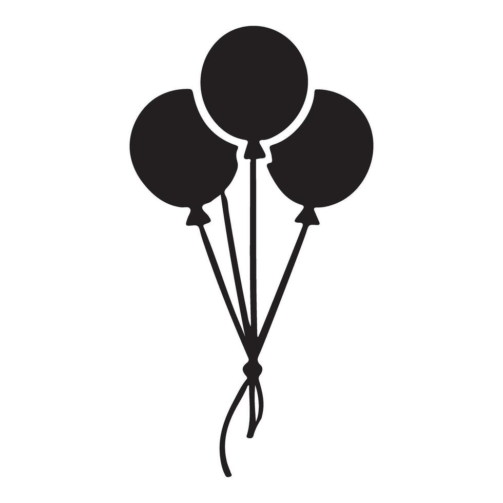 Three Balloons Silhouette Illustration vector