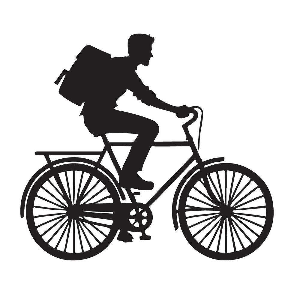 Man on Bicycle Silhouette Illustration Cycling vector