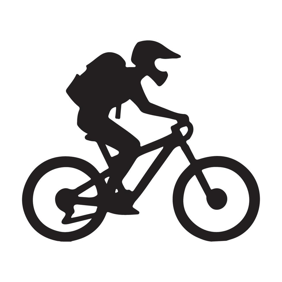 Downhill Mountain Biker Silhouette Illustration vector