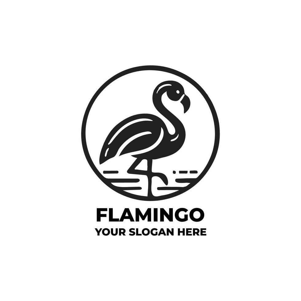 Minimalist Flamingo Logo in Black and White vector