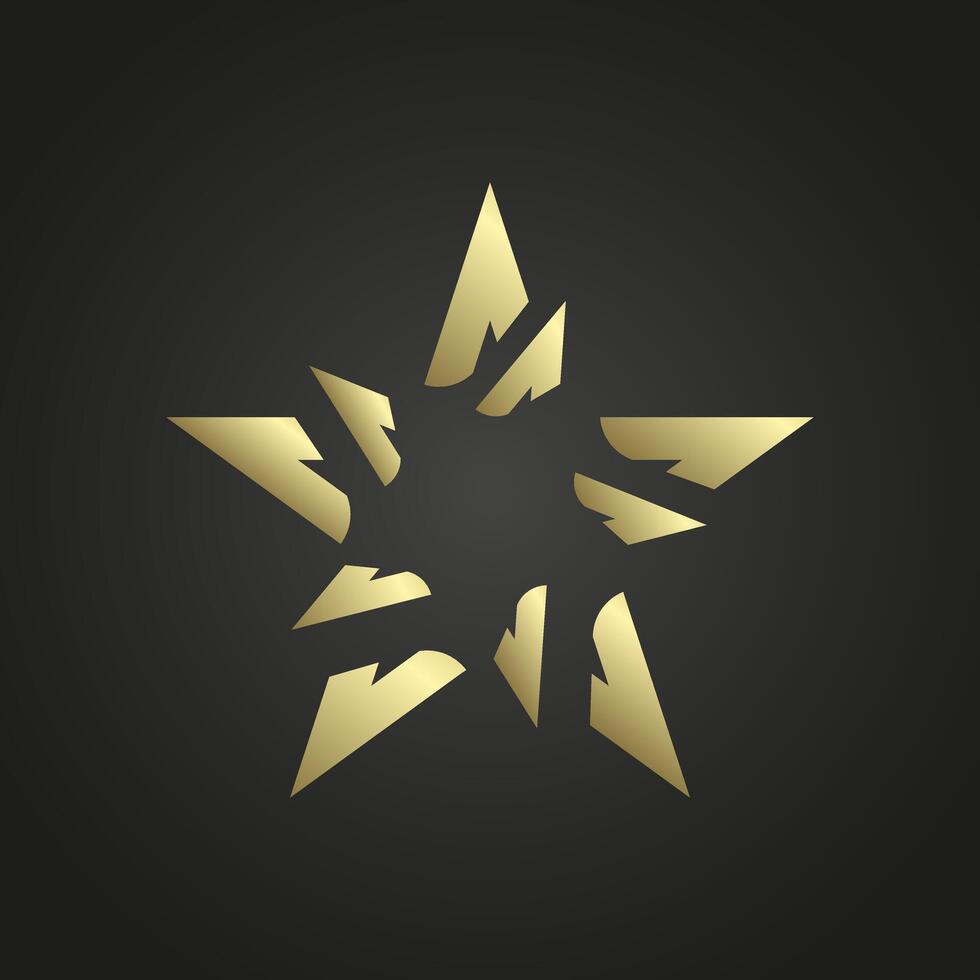 A Luxury star Symbol with gold line stoke on dark background, for level, high class, special element, high, top, banner. vector