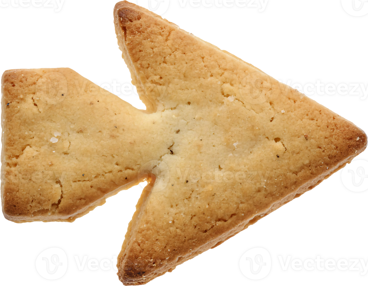 Arrow-shaped cookie on isolated background, directional biscuit design for creative bakery themes and unique food photography png