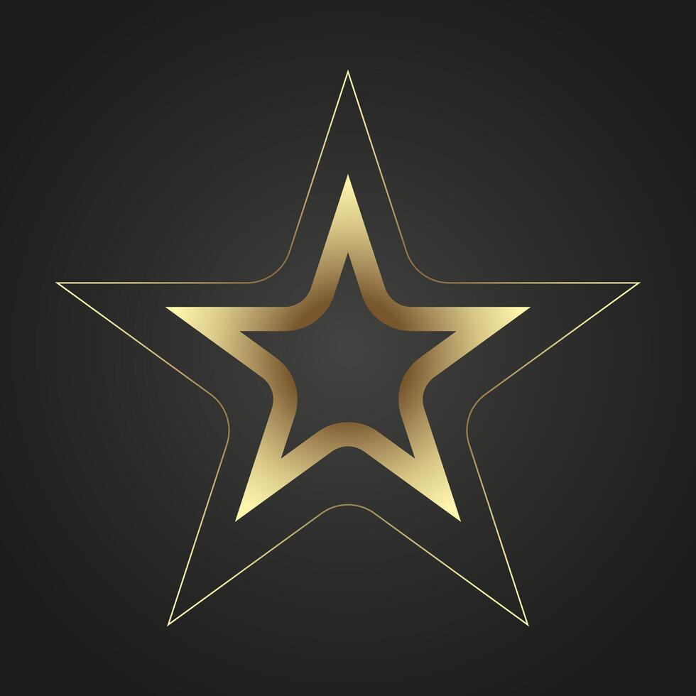 Clear premuim star with gold line stoke on dark background, for level, high class, special element, high, top, banner. Top Luxury star invector illustration design vector