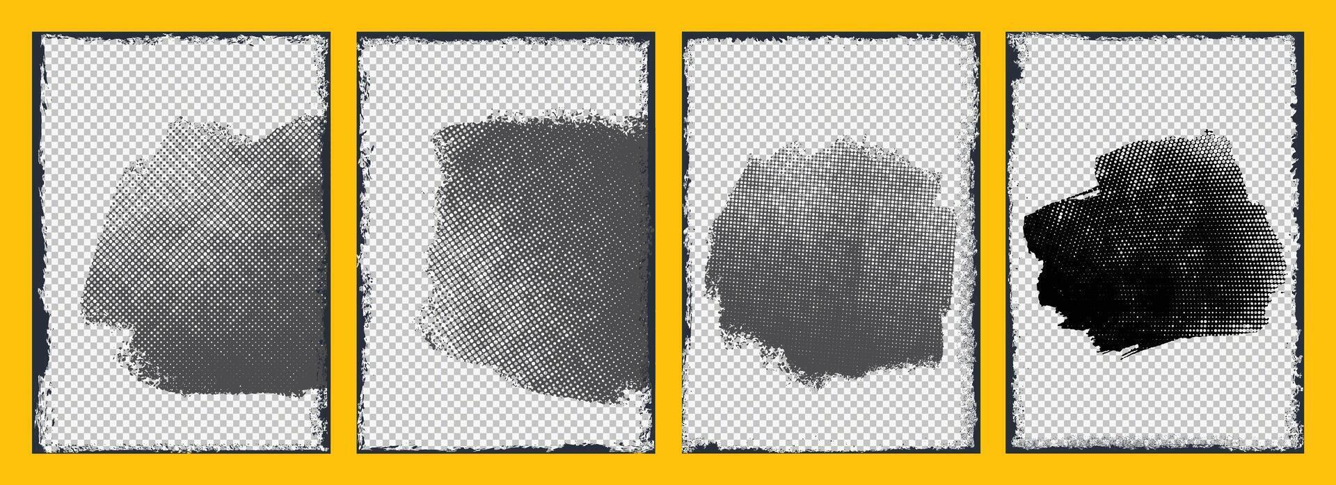 brochure cover with Grunge halftone patch template design set vector