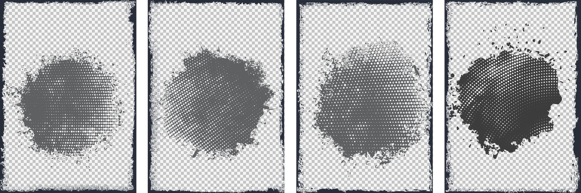 Abstract black brochure cover with Grunge splash circle patch template design set vector