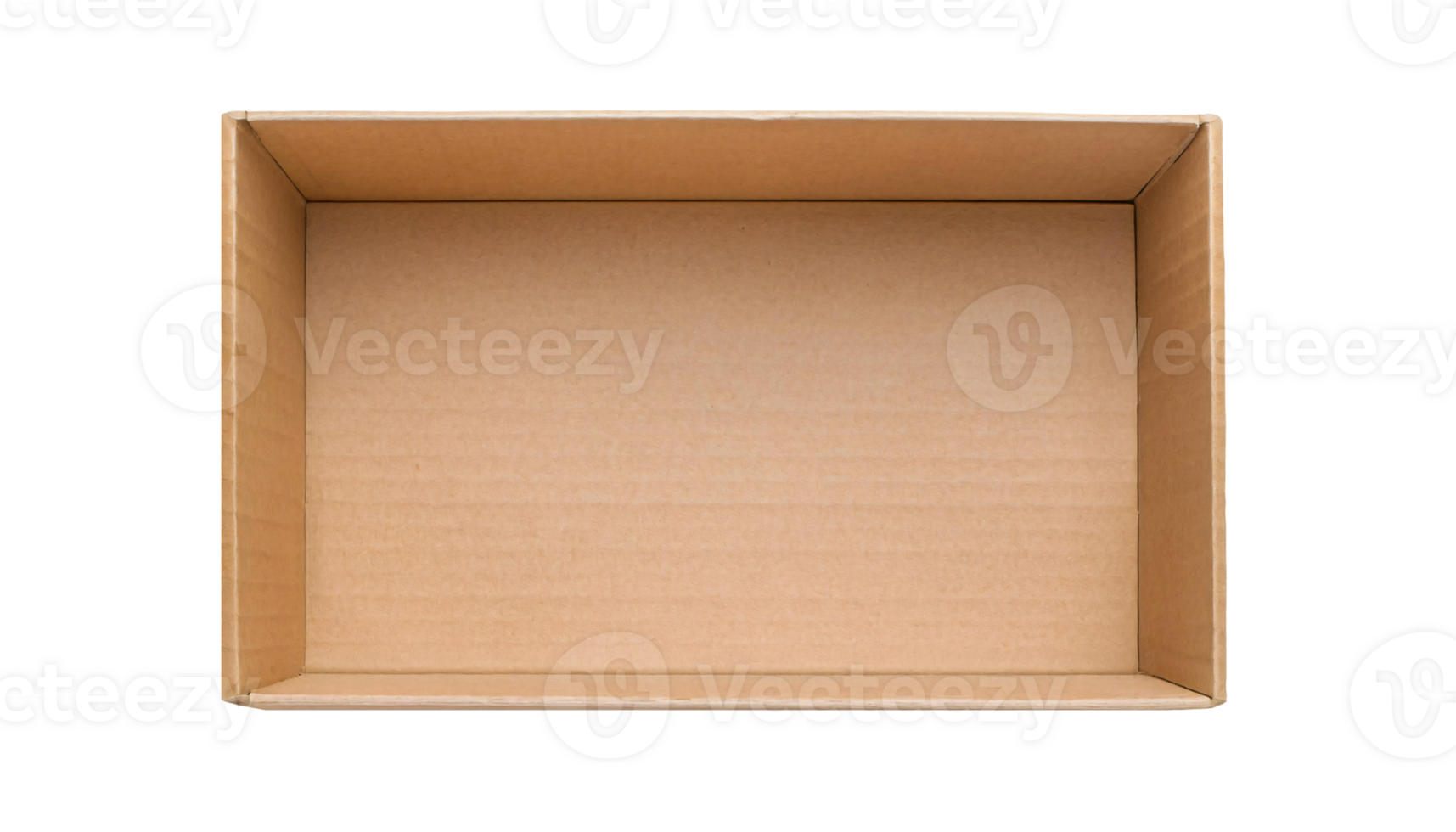empty brown cardboard box top view isolated background, open kraft corrugated packaging container for shipping and storage png