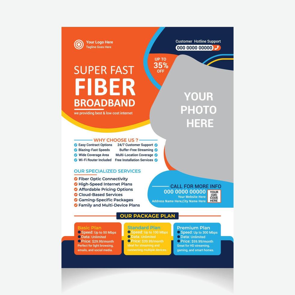 editable Internet broadband flyer design vector