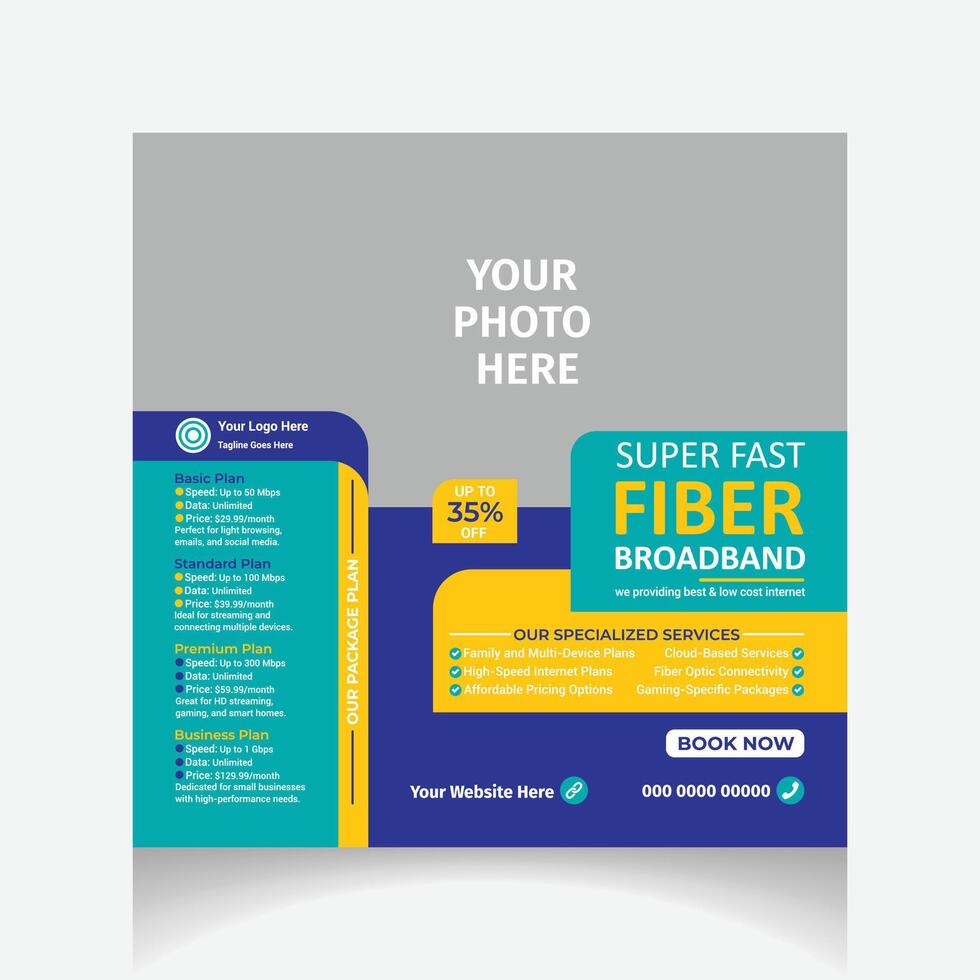 editable Internet broadband social media post design template vector