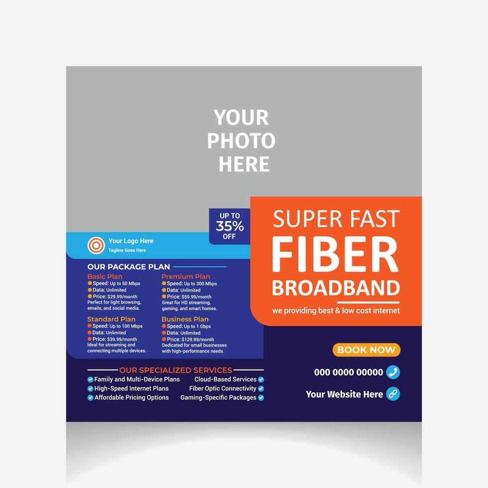 Internet broadband social media post vector