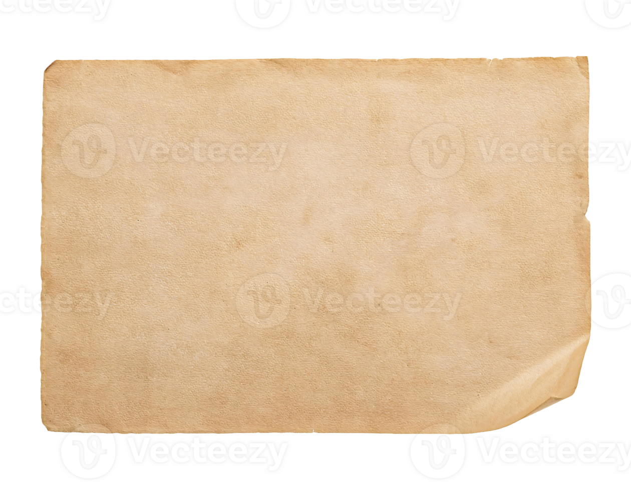 aged vintage paper sheet isolated background, retro parchment texture for design and artistic projects png