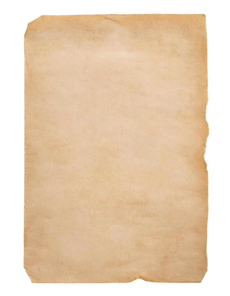 vintage aged paper texture isolated background, antique parchment sheet for design and historical projects png