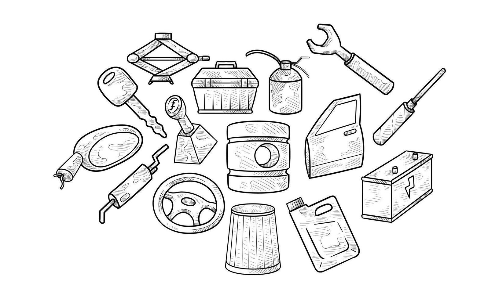 machine workshop handdrawn collection vector