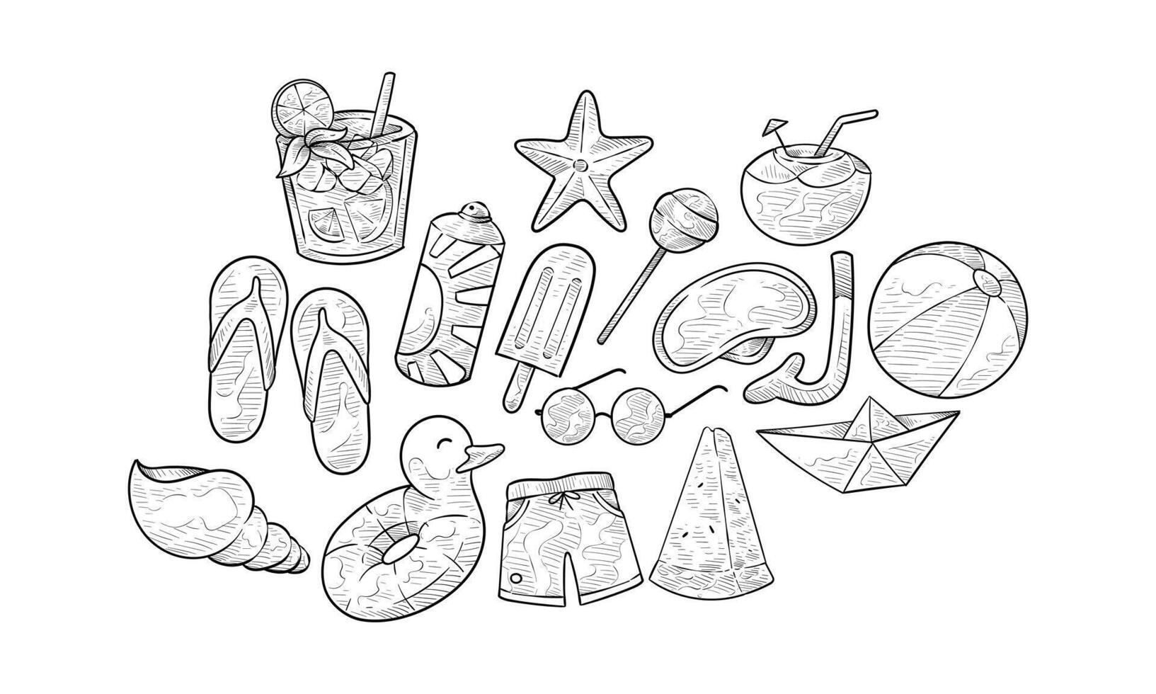 summer holidays handdrawn collection vector