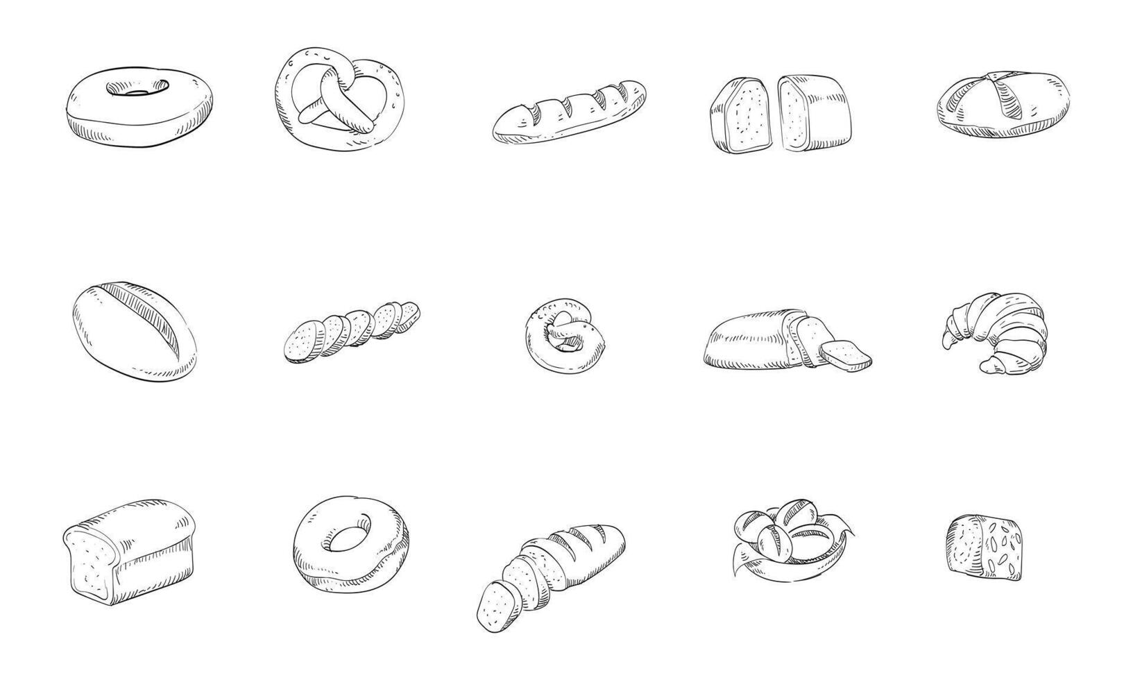 bread wheat handdrawn collection vector