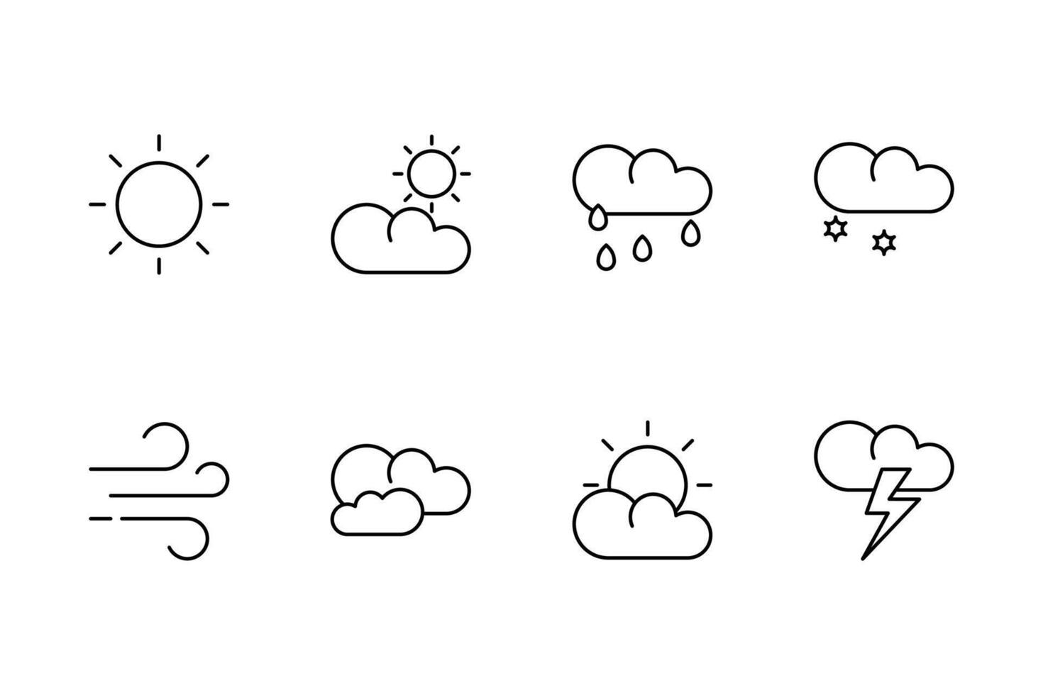 Weather Line Icons Set. Minimalist Climate and Forecast Symbols vector