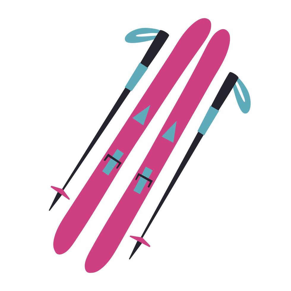 ski and sticks illustration isolated on white background. vector