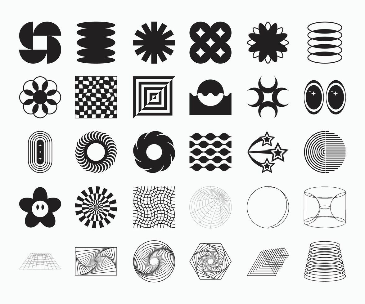 Abstract Y2K Shapes Illustration Pack V2 vector