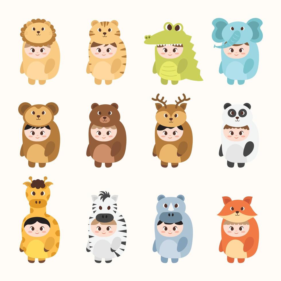 Illustration of a Child Dressed as a Wild Animal vector