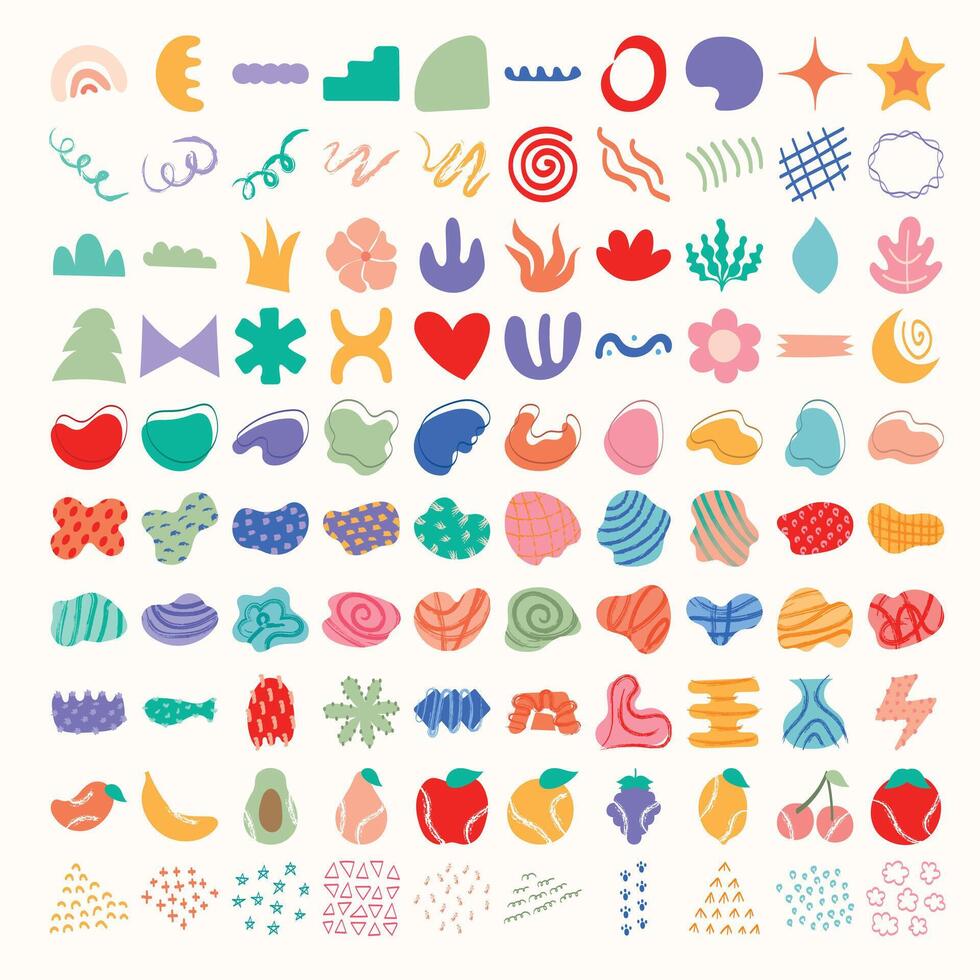 Playful Abstract Collage Cutout Elements vector