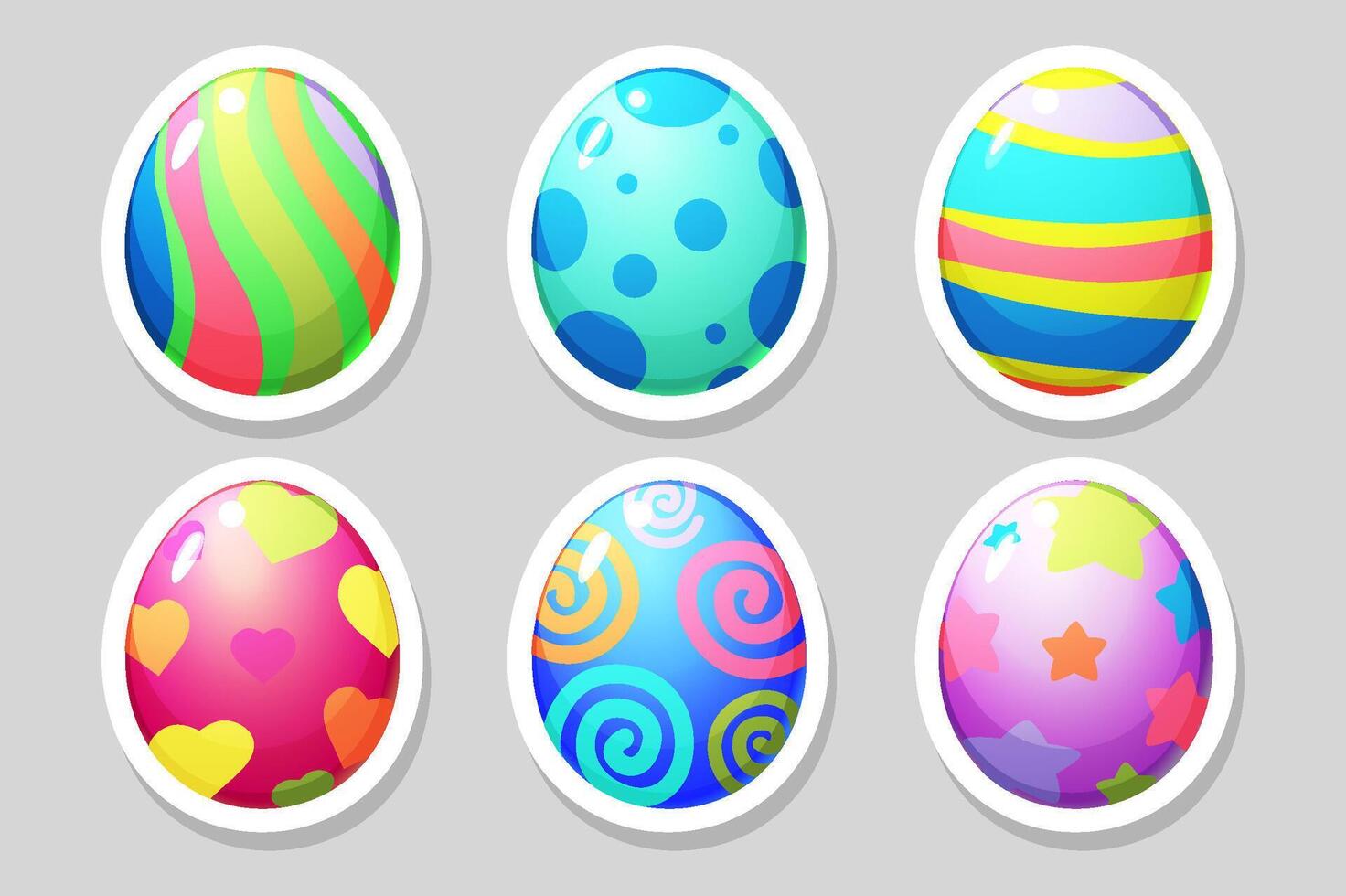 Set of Easter eggs stickers, flat design icons. illustration vector