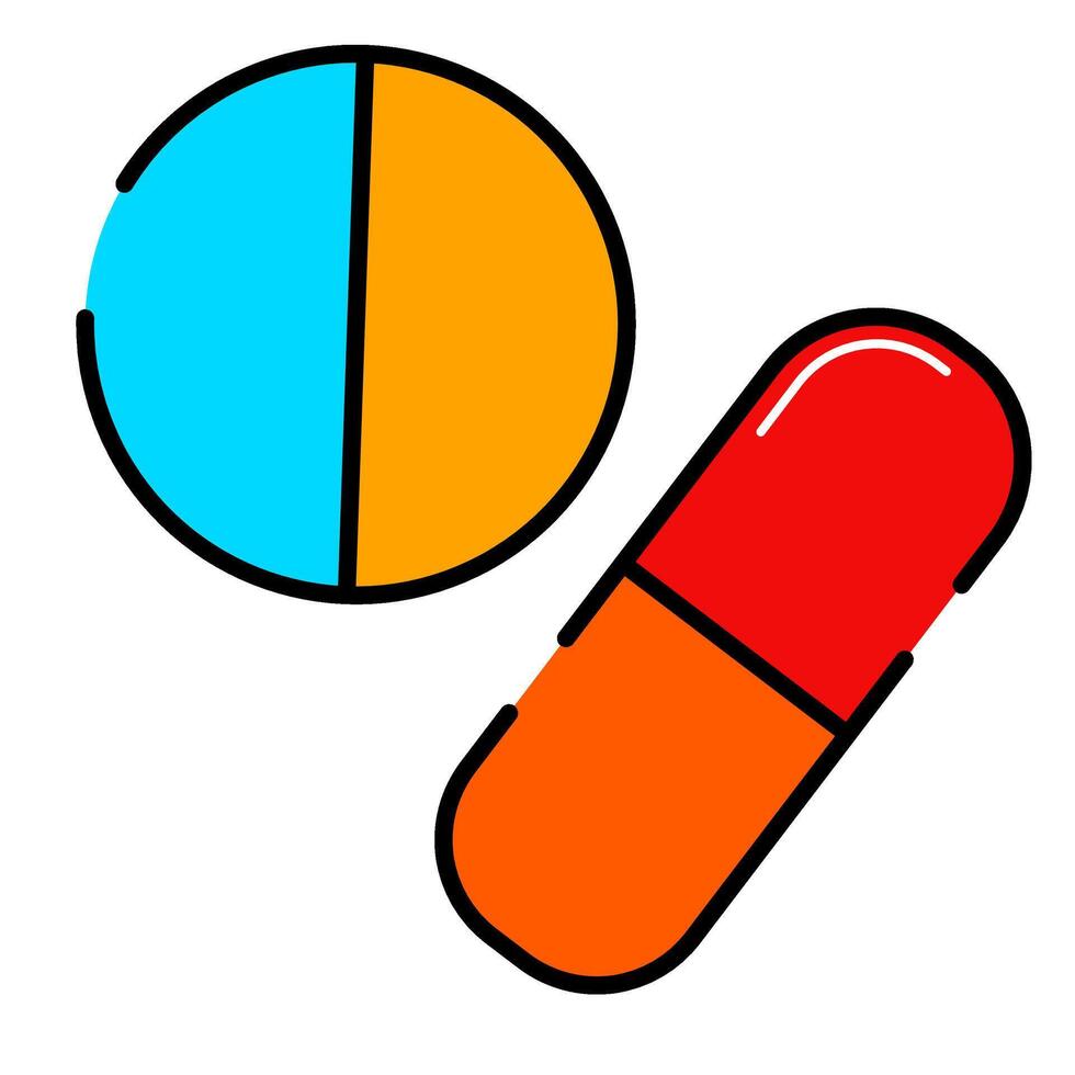 Pills Icon. Medical Icon in filled outline style vector