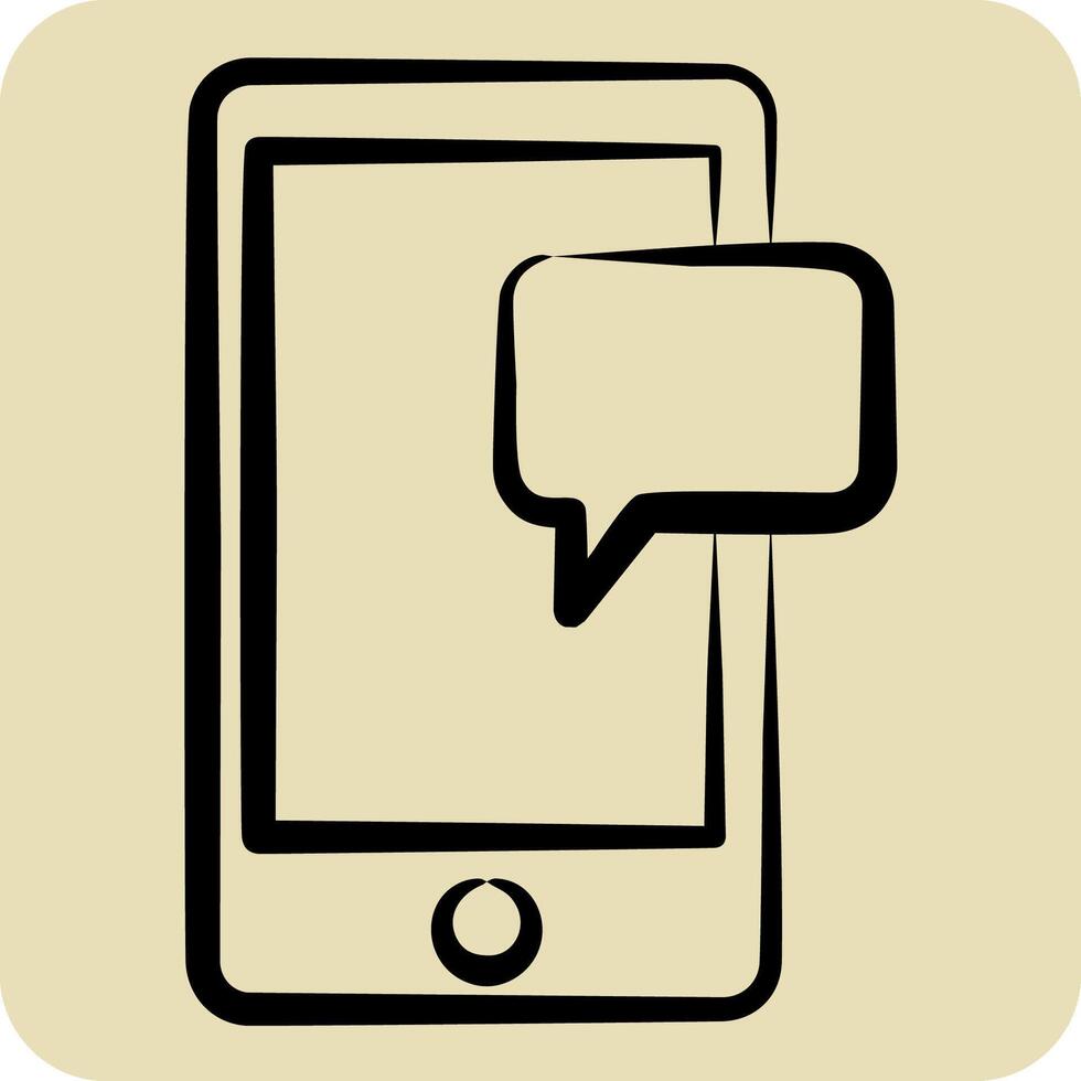 Icon Mobile Chat. related to Hobbies symbol. hand drawn style. design editable vector