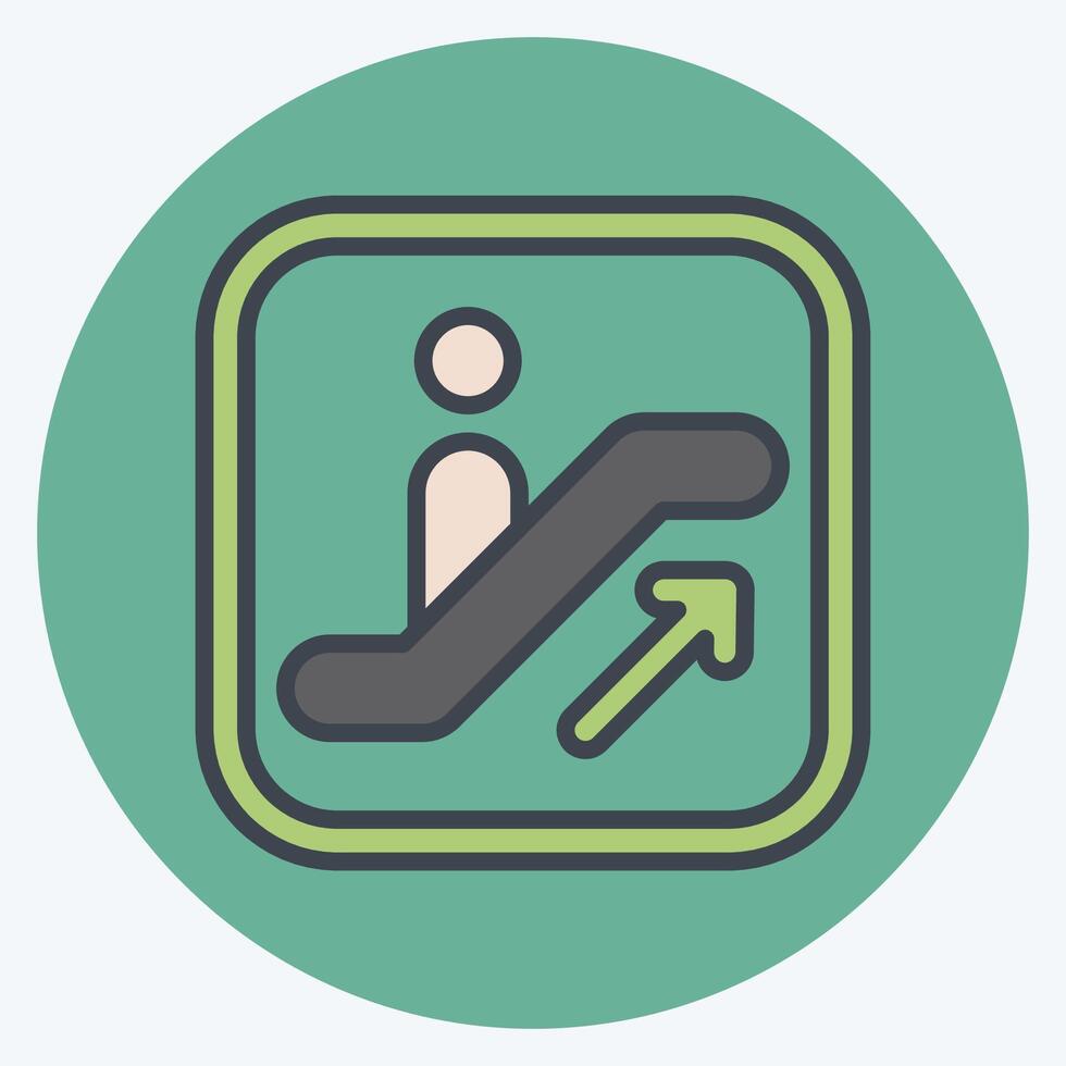 Icon Escalator. related to Public symbol. color mate style. design editable vector