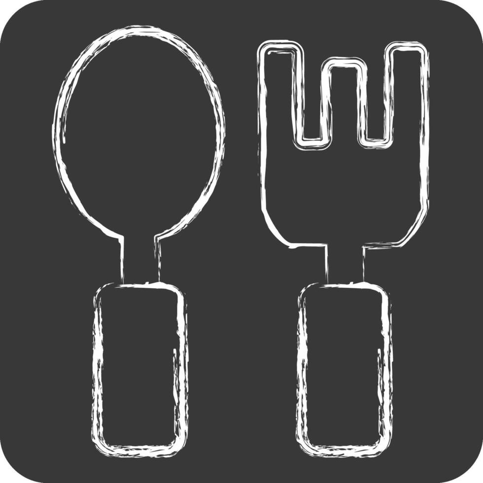 Icon Cutlery. related to Kindergarten symbol. chalk Style. design editable vector