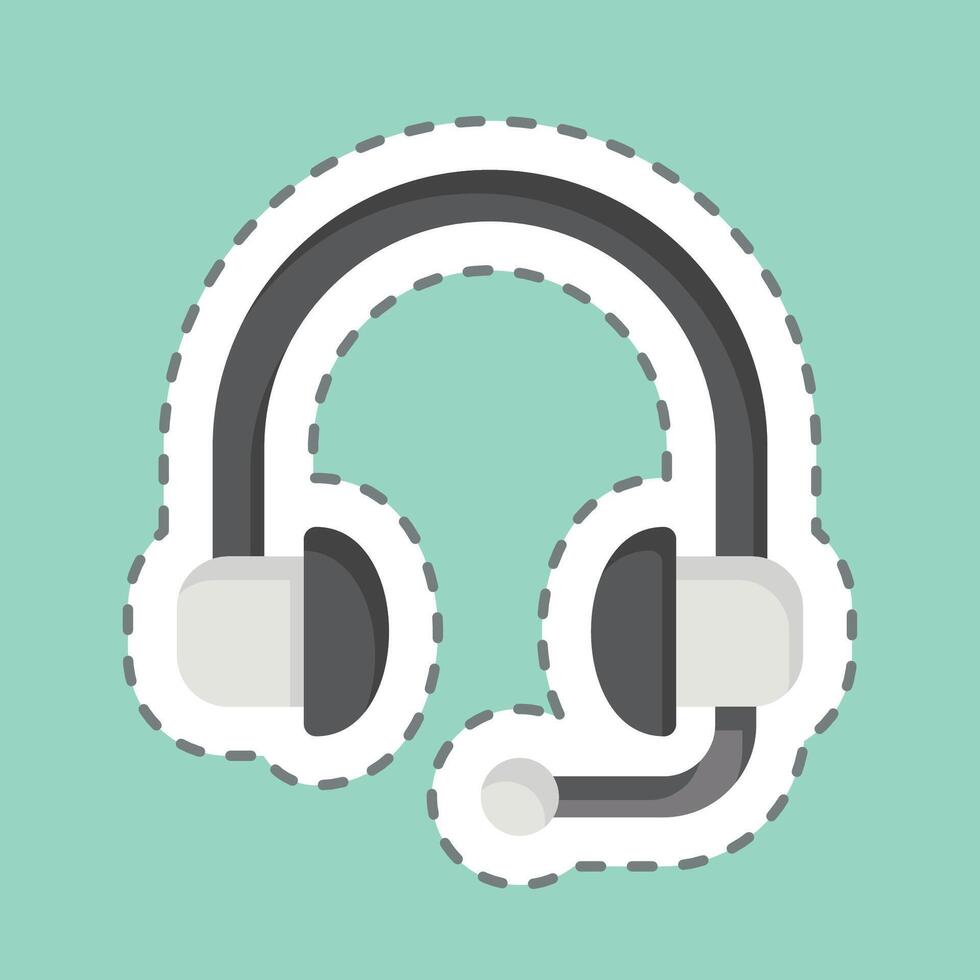 Sticker line cut Headphones. related to Hobbies symbol. design editable vector