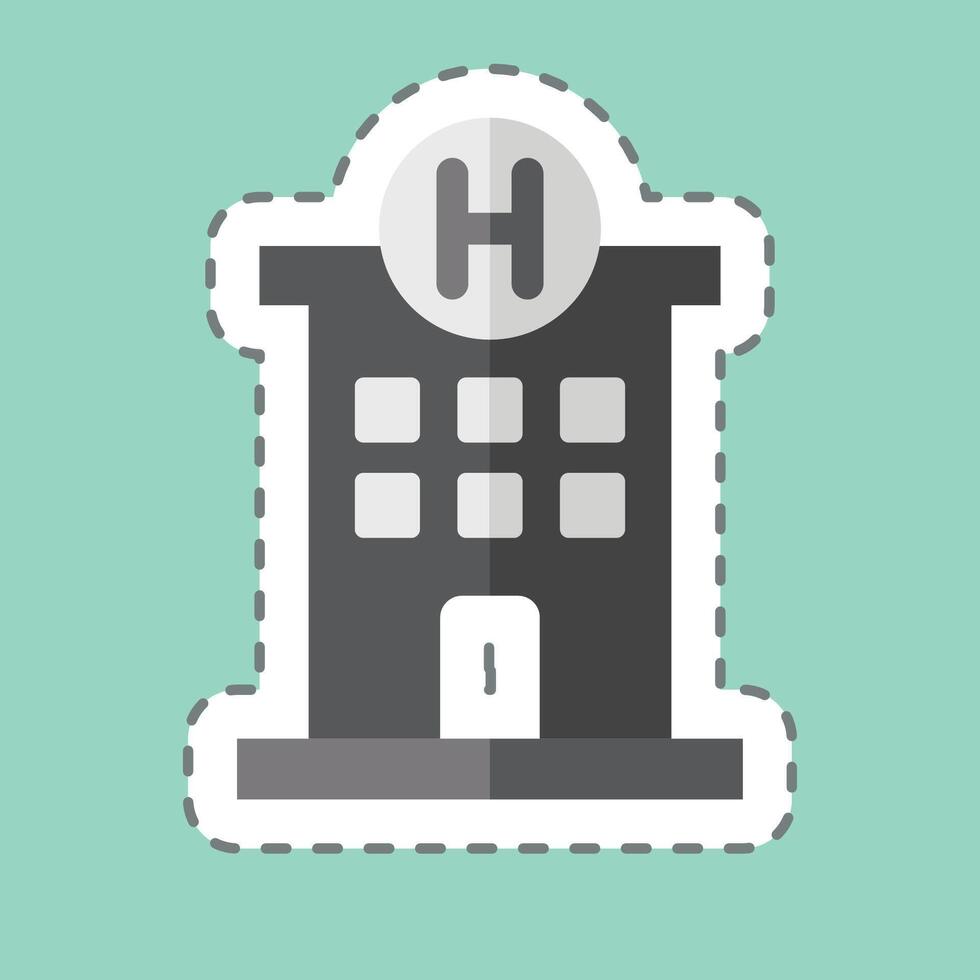 Sticker line cut Hospital. related to Healthcare symbol. design editable vector