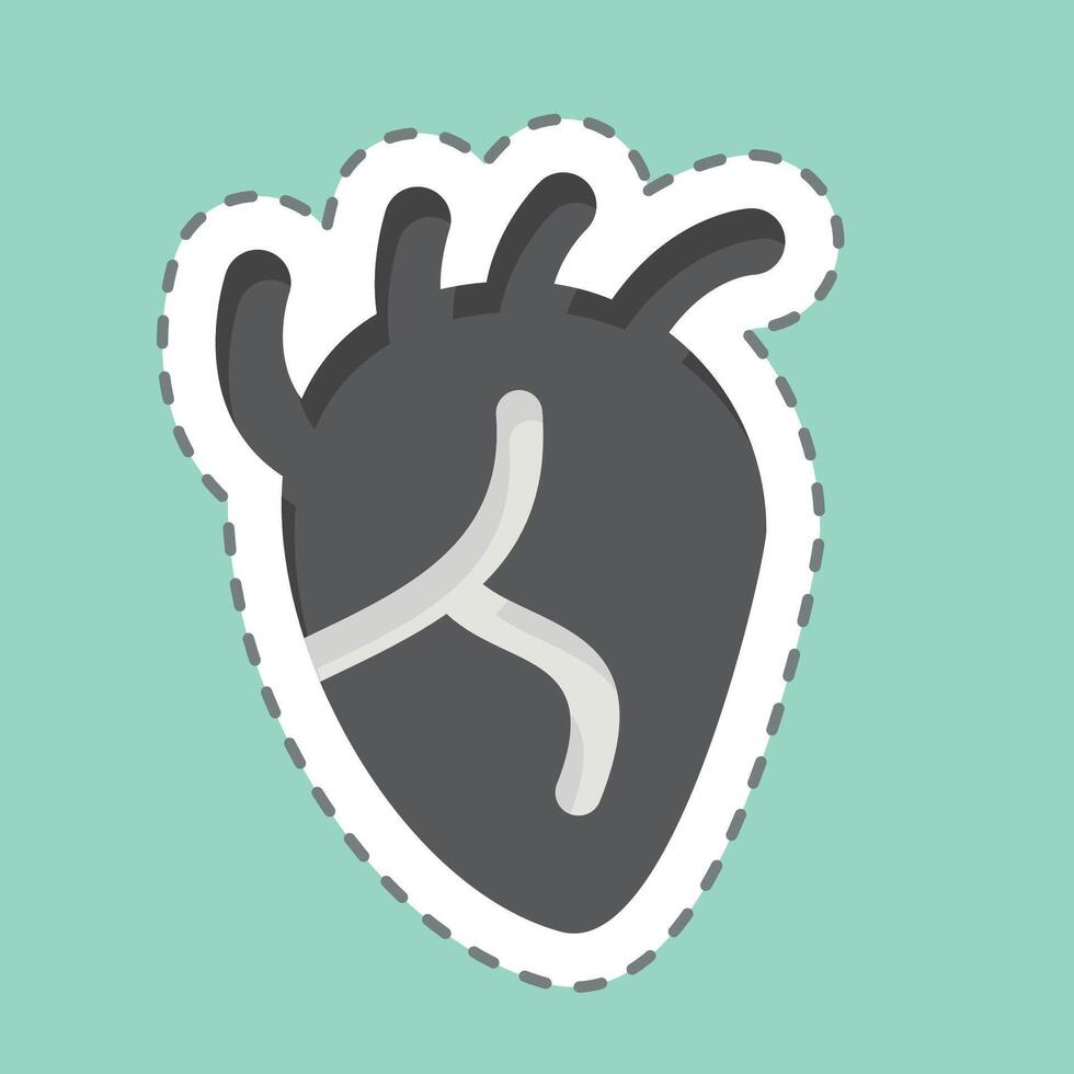 Sticker line cut Heart vector