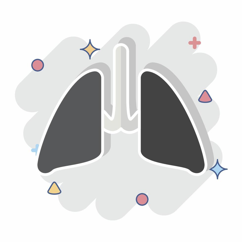 Icon Lung. related to Healthcare symbol. comic style. design editable vector