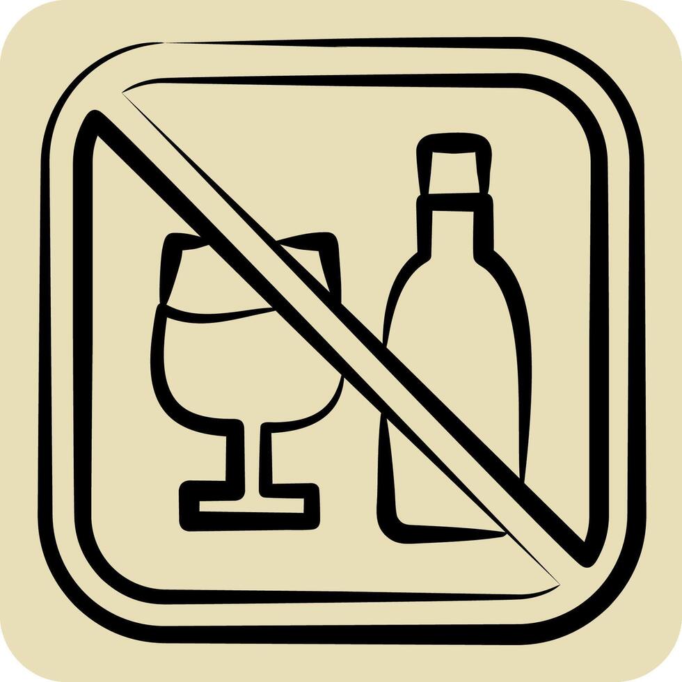 Icon No Alcohol. related to Public symbol. hand drawn style. design editable vector