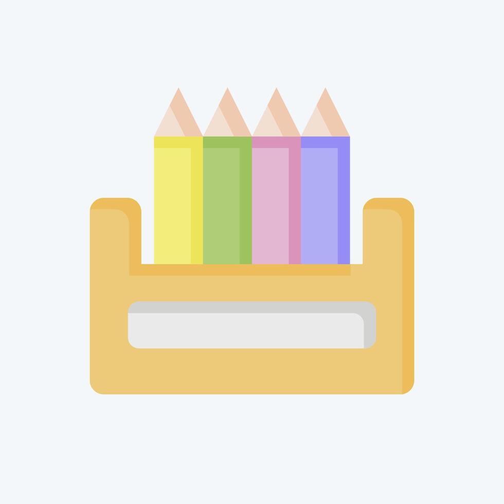 Icon Colour Pencil. related to Kindergarten symbol. flat style. design editable vector