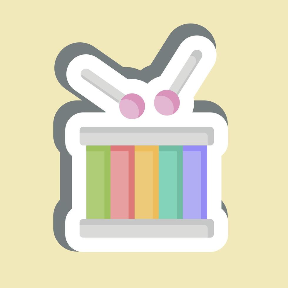 Sticker Drum. related to Kindergarten symbol. design editable vector