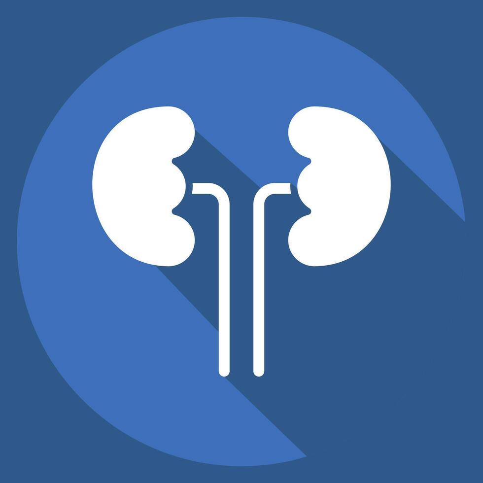 Icon Kidney. related to Healthcare symbol. long shadow style. design editable vector