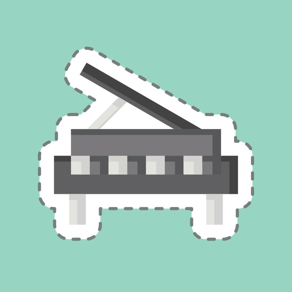 Sticker line cut Piano. related to Hobbies symbol. design editable vector