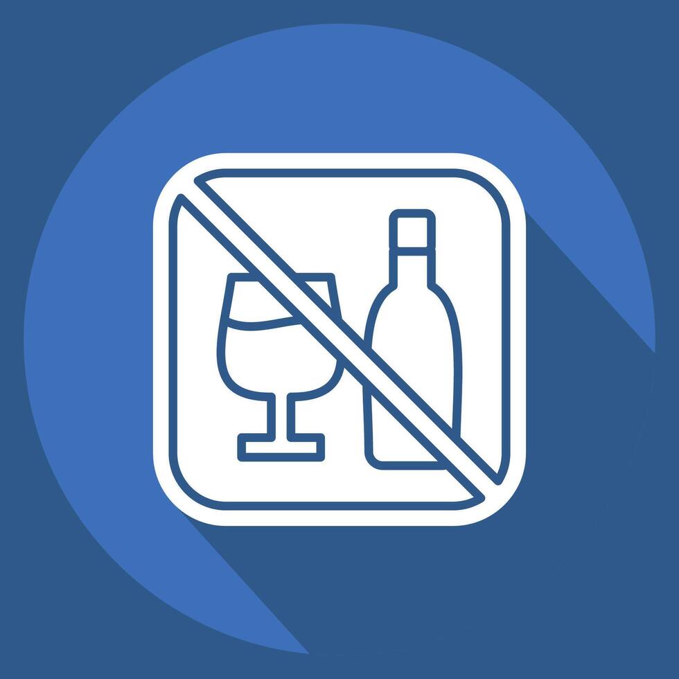 Icon No Alcohol. related to Public symbol. long shadow style. design editable vector