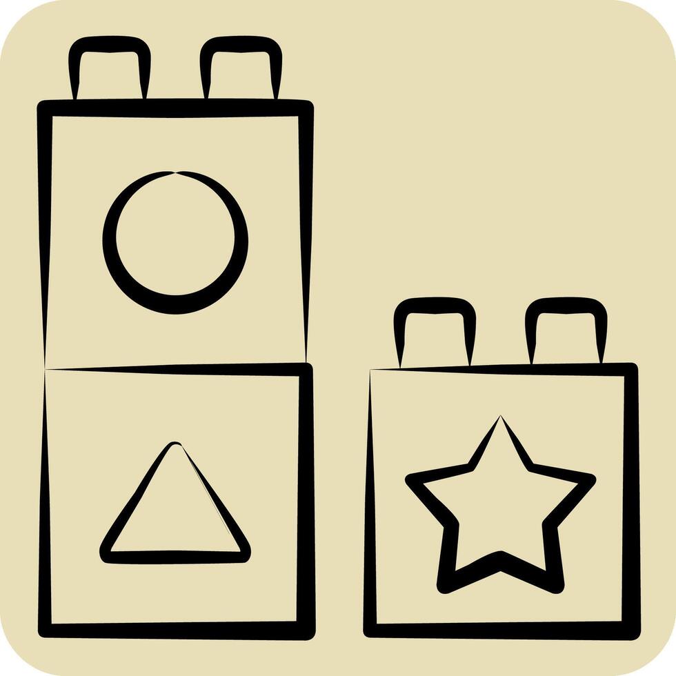 Icon Blocks. related to Kindergarten symbol. hand drawn style. design editable vector