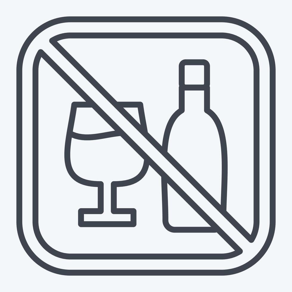 Icon No Alcohol. related to Public symbol. line style. design editable vector