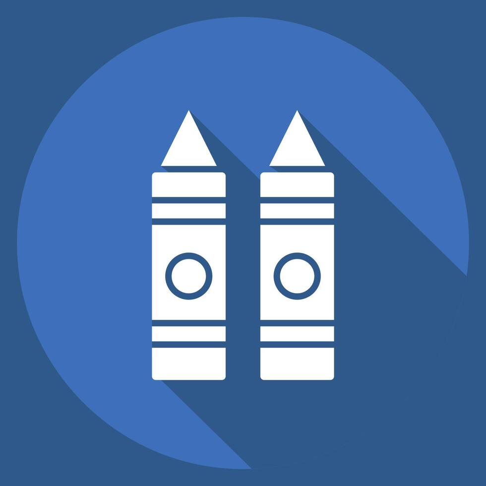 Icon Crayon. related to Kindergarten symbol. long shadow style. design editable vector