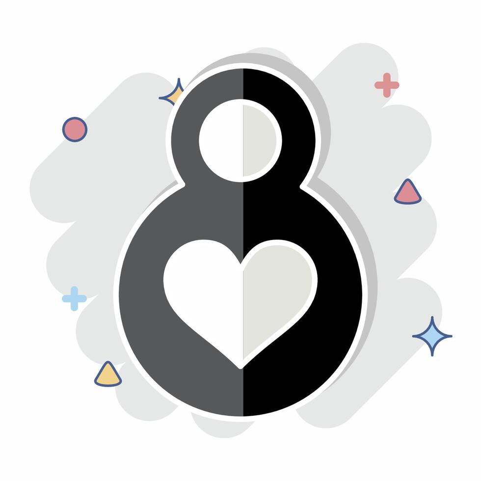 Icon Eight March. related to Women symbol. comic style. design editable vector
