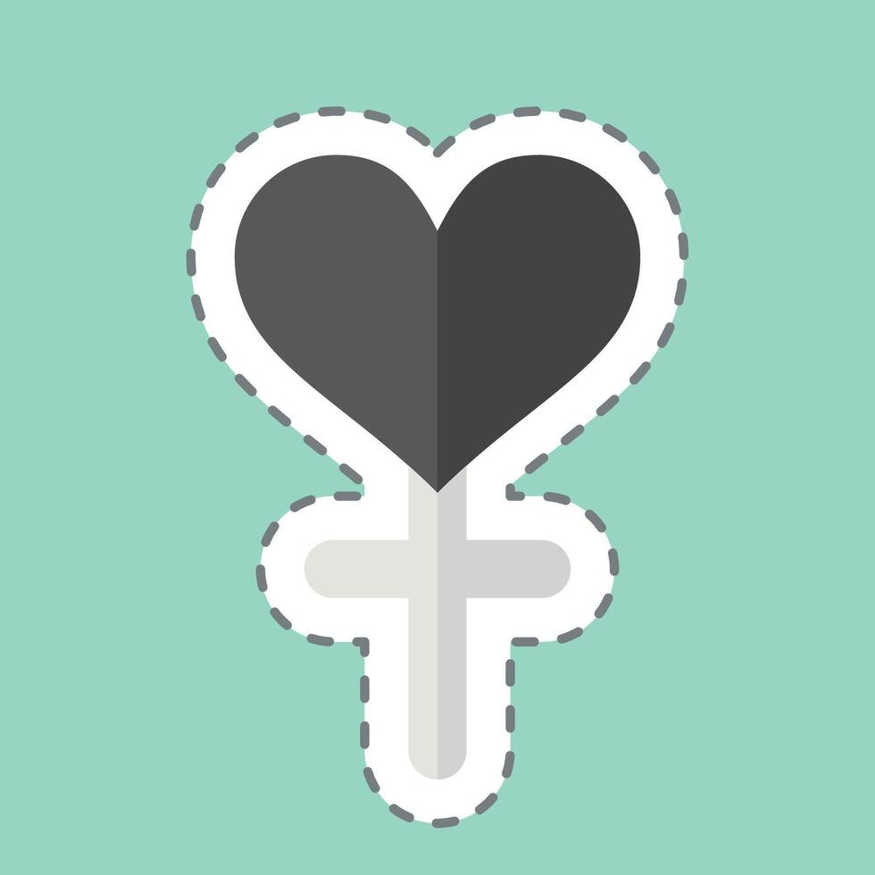 Sticker line cut Global Education. related to Women symbol. design editable vector
