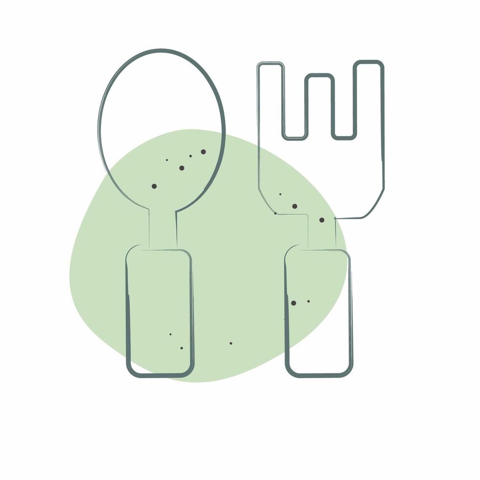 Icon Cutlery. related to Kindergarten symbol. Color Spot Style. design editable vector